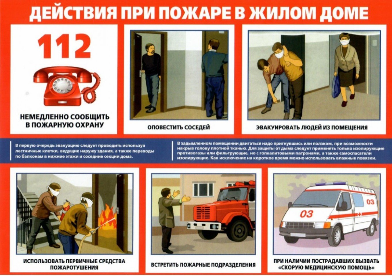 Правила поведения при возгорании в квартире (доме).
